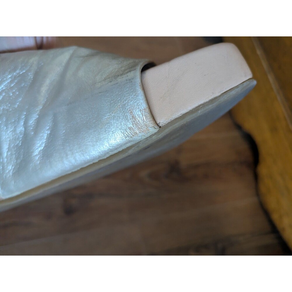 BEEK LADIES PELICAN PLATFORM METALLIC PLATINUM SLIDES 9 - Picture 7 of 8